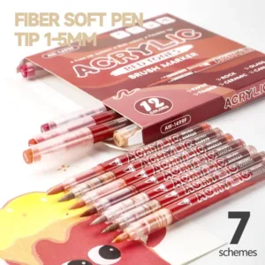 12 Colors Acrylic Markers Soft Brush Pen Tip 7 Color Systems For Drawing Anime Painting DIY Rock Halloween Gifts Art Supplies