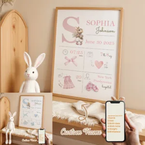 Personalized Custom Name Cartoon Child Birth Gift Wall Art Print Picture Canvas Poster Painting For Living Room Home Decor