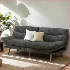 Convertible Futon Sofa Bed 66" Corduroy Couch 3-in-1 Adjustable Sleeper for Small Spaces