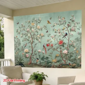 1pc Vintage Chinoiserie Floral Bird Tapestry Wall Hanging, 2D Flat Printed Bohemian Nature Botanical Wall Art for Living Room