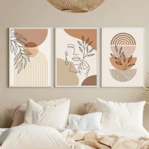 Creative Bohemian Light-colored Block Canvas Prints Nordic Minimalist Line Wall Art Poster for Living Room Bedroom & Home Decor