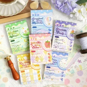 50pcs DIY Vintage Floral Material Sticker Pad Non-Adhesive Paper for Scrapbook Journal Supplies Stationery Stickers