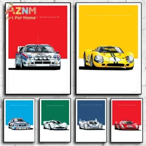 Retro Racing GTR Car Vintage Sports Car, Wall Art, HD Canvas Print Poster, Home, Room Office, Decoration Supplies