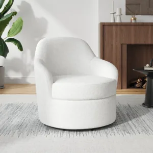 Modern Round Swivel Barrel Chair, Accent Armchair for Livingroom, Bedroom
