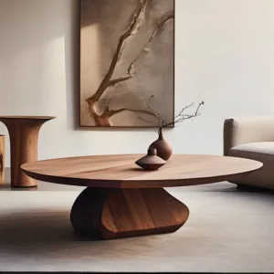 Minimalist Deisgner Coffee Table Medieval Retro Walnut Round Tea Table Simple Aesthetic Living Room Furniture Teetisch XY40CJ
