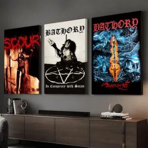 Band Album B-Bathory Framed Wall Painting Ready to Hang Canvas Wall Art Poster for Bedroom Living Room Home Decor Gift