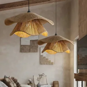 Wabi-Sabi Rope Pendant Light, Japanese Style Hanging Lamp for Restaurant, BBQ, Hotpot Shop, Bar & Tea Room