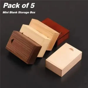 5PCS Solid Natural Wood Unfinished Storage Box With Sliding Top For Necklace Ring Gift Box USB Decorative Gift Wooden Case Box