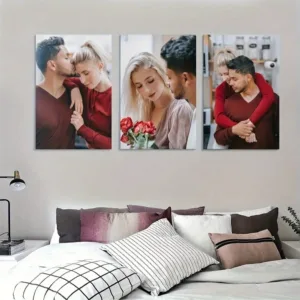 3-piece customizable personalized home decor poster set, available for couple photos, family, pets, weddings, and anniversaries
