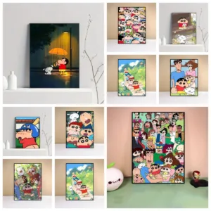 Crayon Shin-chan Happy Life Cartoon Oil Painting By Numbers on Canvas Home Decor for Living Room Bedroom Handmade Gift Frameless