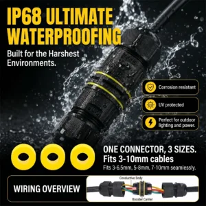IP68 M16 Waterproof Cable Connector 2/3Pin Screw Wiring Terminal 3-10mm Electrical Junction Box Outdoor