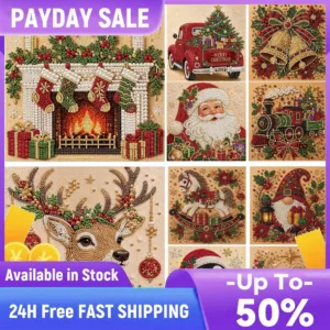 Christmas DIY Pearl Painting Kit 30x30cm with Frame 3D Self-Adhesive Canvas Art Craft Full Drill Set