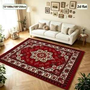 Classic Red Persian Medallion Carpet Flooring Luxury Square Area Rug For Villa Living Room Home Decoration