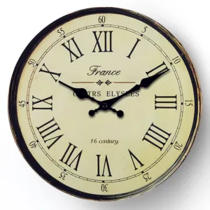 French-Style “16Th Century” Pattern Wooden Wall Clock for Living Room, Bedroom, Kitchen, Home Decoration, Silent Quartz Clock, Holiday Gift, 10 Inches, 12 Inches 14inch 16inch (No Battery)