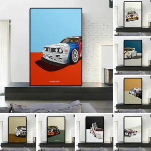 Racing GT40 Surfboard Illustration Classic Sports Car 911 Graffiti Canvas Painting Luxury Supercar Poster Wall Art Room Decor