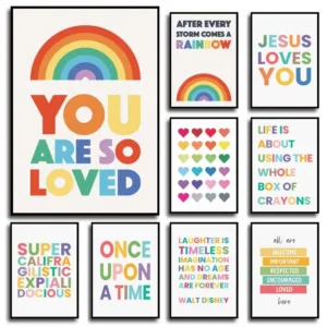 Inspirational Quote Canvas Painting Poster Colorful Wall Art Motivational Message Poster Minimalistic Home Office Decor Rainbow