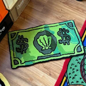 VIKAMA Coin Pattern Carpet Spongebob Bedroom Living Room Side Rug Entry Door Mat Non-Wrinkle Anti-Slip Home Decoration