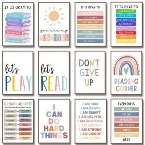 Kids Positive Affirmation Poster Self Confidence Quotes Motivational Canvas Painting Wall Art Pictures Classroom Home Decor