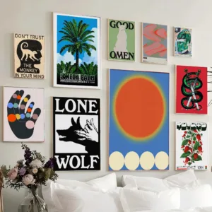 Abstract Canvas Print Mid Century Wall Art Vintage Classic Posters Retro Canvas Painting for Living Room Bedroom Home Decor