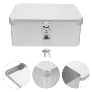 Retro Tinplate Storage Key Lockable Jewelry Case Desktop Organizer Vintage Metal Keepsake Box for Home Office Decor