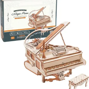 ROKR Magic Piano - 3D Wooden Puzzle, 233-piece Mechanical Music Box, Automatically Playable, DIY Model, Adult Home Decor Gift