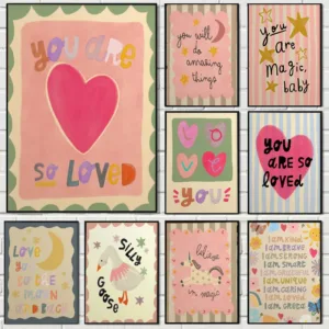 You Are So Fond Love Nursery Canvas Prints Believe in Magic Unicorn Quotes Garden Wall Art Posters Modern Living Room Home Decor