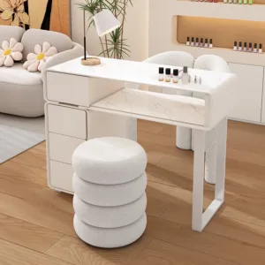 Professional Cream Manicure Table Nordic Glamour Trendy Luxury Nail Table Classic Modern Mesa De Manicura Saloon Furniture