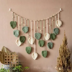 120x75cm Bohemian Wall Hanging Leaves Tassels Tapestry Panel Macrame Green Leaf Chic Home Decor Ornaments bedroom Christmas Gift