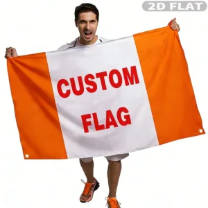 1pc 2D FLAT Custom Polyester Flag Banner with 4 Grommets,Single Side Printing, Easy to Hang - Bright Design for Home Decor
