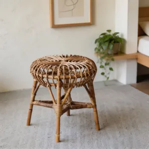 Vintage Zen Style Woven Chair Jellyfish Shape Indonesian Rattan Bamboo Structure Indoor Dining Balcony Living Room Daily Seat
