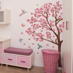 Watercolour Bird Flower Wall Stickers Living Room Decoration for Bedroom Wall Decals Kids Room Baby Nursery Home Decor Girl Gift