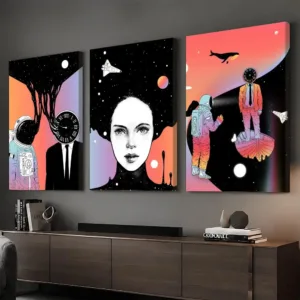 Retro-futuristic space design Framed Wall Painting HD Canvas Wall Art Print | Optional Frame | Modern Hallway Home Wall Decor