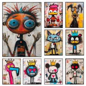 Street Art Animals Poster Print For Nursery Bedroom Living Room Home Decor Graffiti Wall Art Cartoon Animal Canvas Painting