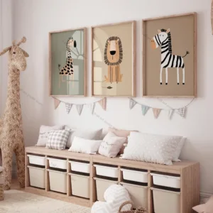 3pcs Safari Nursery Wall Prints Boho Nursery Prints Poster Jungle Animals Nursery Art Animal Nursery Decor Animal Prints Gift