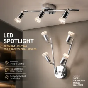 2/3/4 Lights GU10 Ceiling Light Chrome AC85-260V GU10 Living Room Bedroom Long Ceiling Lamp Angles Adjustable Spotlight