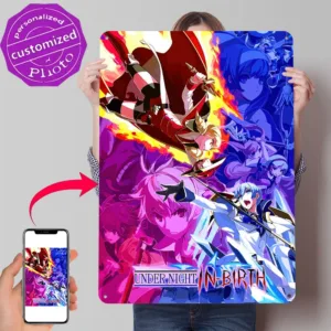 Under Night In-Birth : Anime Battle Tin Poster Customized Wall Art Retro Vintage Metal Signs for Fans Room House Decor Man Cave