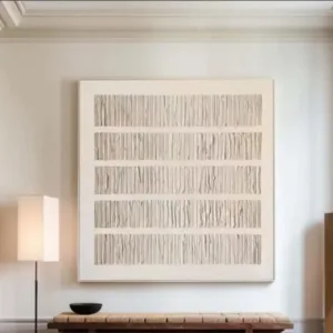 Custom Design White Beige 3D Textured Minimalist Handmade Wabi-Sabi Abstract Oil Painting for Home Hotel Office Wall Art Decor