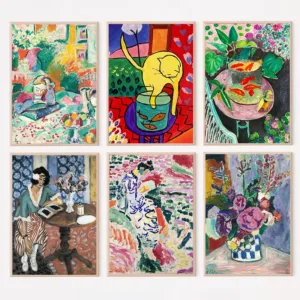 Henri Matisse Cat and Red Fish,Goldfish Fauvism Exihibition Artwork Nordic Poster Canvas Painting Wall Pictures Home Decor