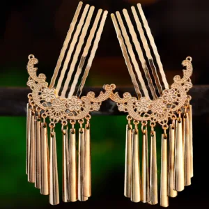 Chinese Side Hairpin Classic Wedding Hair Accessories Golden Tassel Hair Comb Forks Vintage Hanfu Party Barrettes Retro Headwear