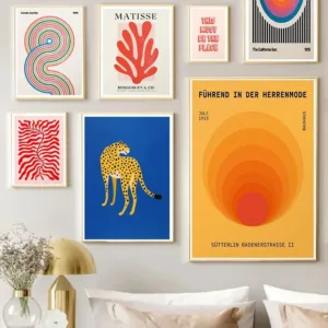 Matisse Abstract Canvas Painting Leopard Colour Block Aesthetic Poster Wall Art Animal Patterns Bedroom Decorative Wall Art