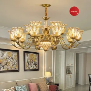 Simple All-Copper Living Room Lamps European-Style Dining Room Lamps Bedroom Lamps Retro Villa Lamps Study Room Tea Room Lamps