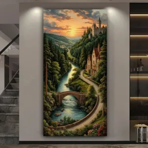 Diy Diamond Mosaic Sunset Forest River Castle Large Size Diamonds Painting Full Embroidery Scenery Jewelry Cross Stitch Kits