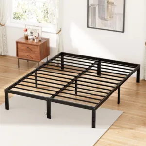 MCQ Basic Bed Frame Metal Platform with Storage Sturdy Steel Slat Support All Size Bedroom Bed 350LBS Capacity For Home