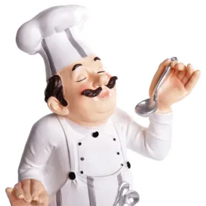 Restaurant Resin Decor - Chef Figurine & Bar Ornaments for Cafe, Commercial Kitchen Decorations Durable Resin Craft