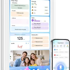 No-Fee 15.6" Smart Wall Calendar with Voice AI – Touch Screen, Family Sync, Chores, Schedules & Photo Frame, No Subscription
