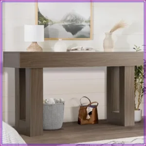 63" Long Entryway Console Table, Wooden Sofa Behind Couch Table for Living Room