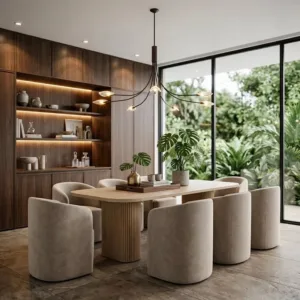 Luxury five-star hotel dining table and chairs Comfortable dining furniture set apartment
