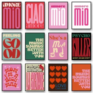 Minimalism Decor Posters Quotes Wall Art Canvas Painting Inspired Music Ciao Amore With Love Prints Living Room Home Decor