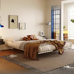 Italian Metal Beds 200×180cm Floating Designer Luxury Loft Double Bed Frames Cabinets Adults Cama Matrimonial Furniture Home