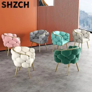Nordic Luxury Velvet Single Armchair Modern Relaxing Coffee Chair for Living Room Balcony